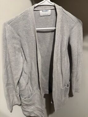 Old Navy Light Gray Open-Front Knit Cardigan with Pockets